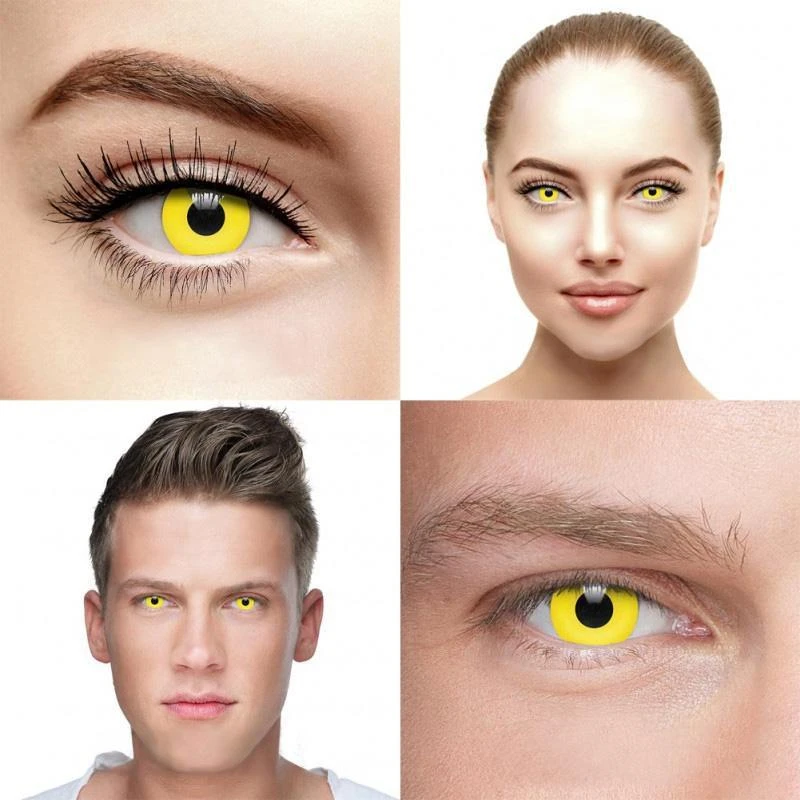Lentes de contacto de color amarillento de Halloween 