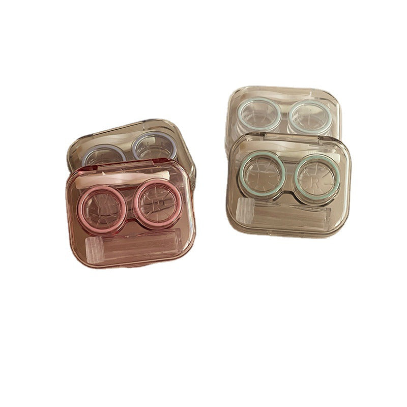 Estuche para lentes de contacto de colores con tapa sin rosca integrada en el frasco 