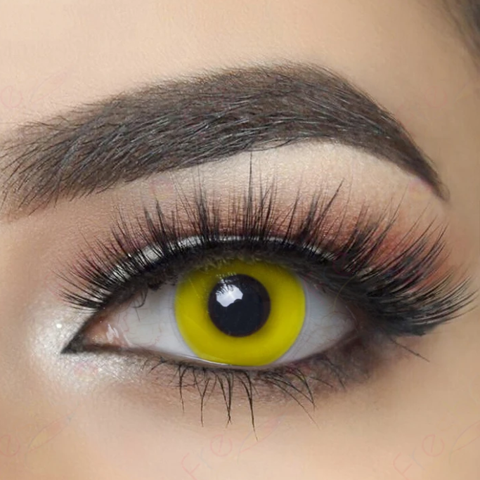 Lentes de contacto de color amarillento de Halloween 