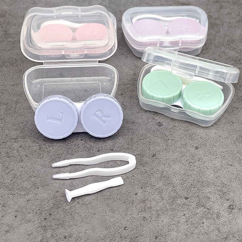 Estuche pequeño y portátil para lentes de contacto de colores 