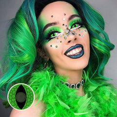 Lentes de contacto de color verde con ojos de gato y serpiente para cosplay 
