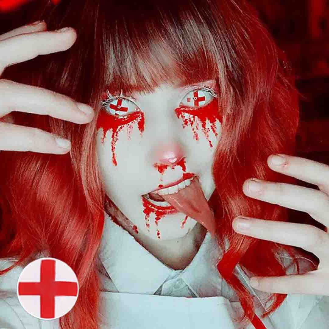 Lentes de contacto de color de la Cruz Roja para cosplay 