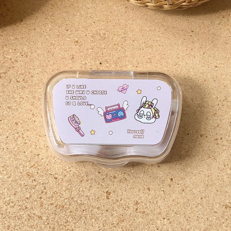 Estuche para lentes de contacto de colores con dibujos animados 