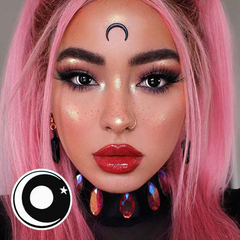 Lentes de contacto blancas con forma de estrella de luna de Halloween