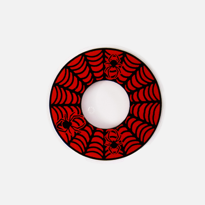 Lentes de contacto de color negro con diseño de telaraña de Halloween 