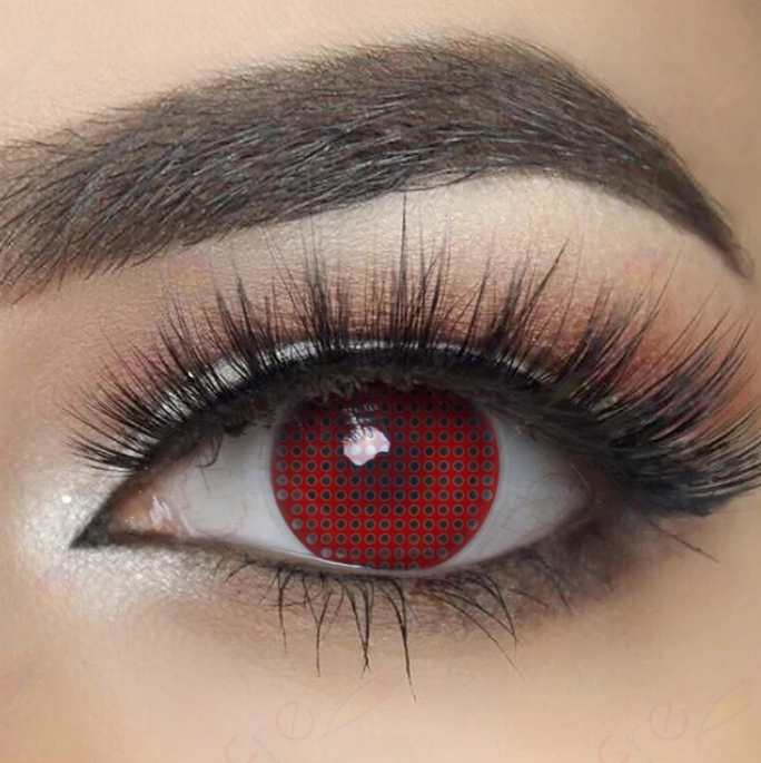 Lentes de contacto de malla roja de Halloween 