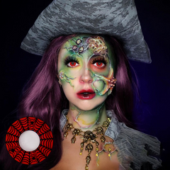 Lentes de contacto de color negro con diseño de telaraña de Halloween 