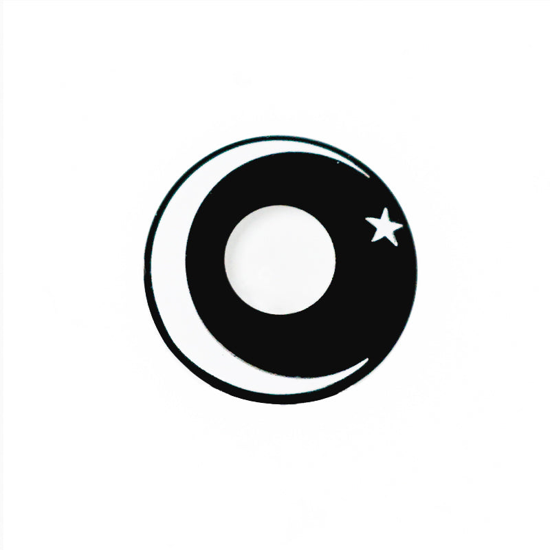 Lentes de contacto blancas con forma de estrella de luna de Halloween