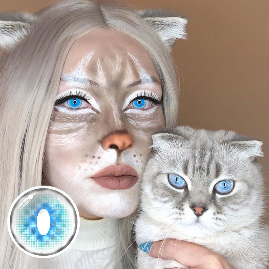 Lentes de contacto de color azul para cosplay de gato Ragdoll 