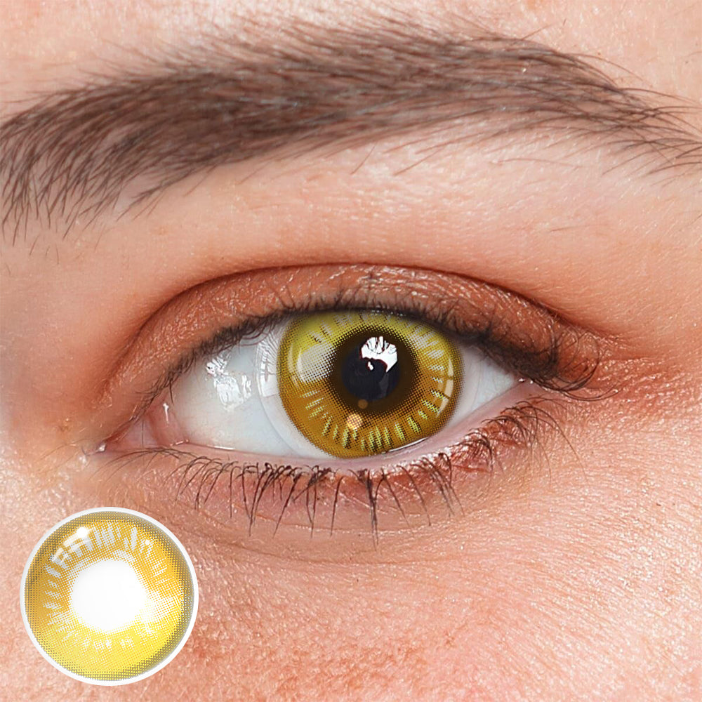 Lentes de contacto de color amarillo con prescripción de anime para cosplay