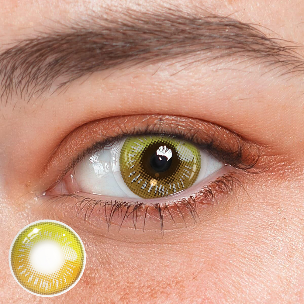 Lentes de contacto de color amarillo con prescripción de anime para cosplay
