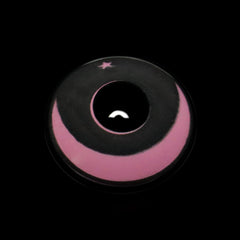 Lentes de contacto de color rosa con luna y estrella de Halloween