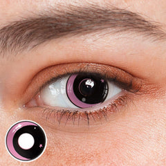 Lentes de contacto de color rosa con luna y estrella de Halloween