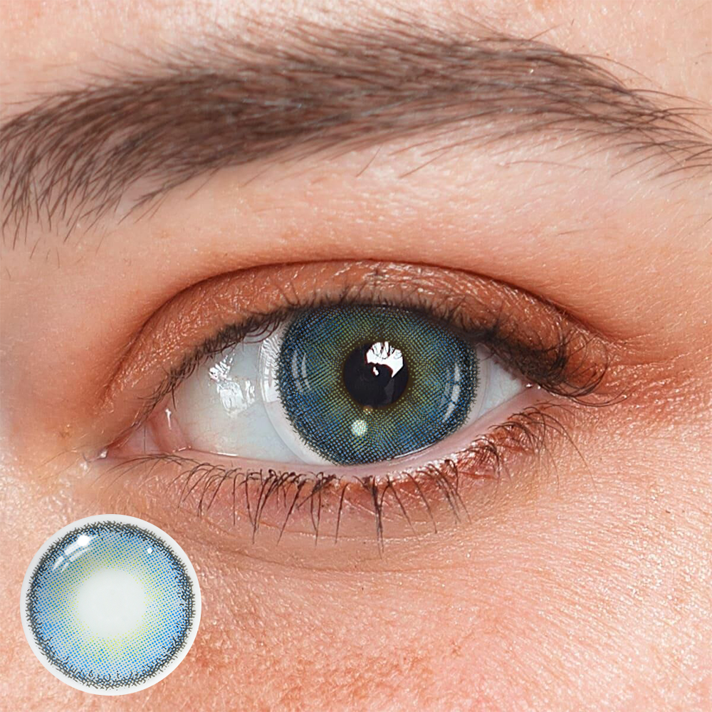 Lentes de contacto de color azul caramelo premium con prescripción médica 