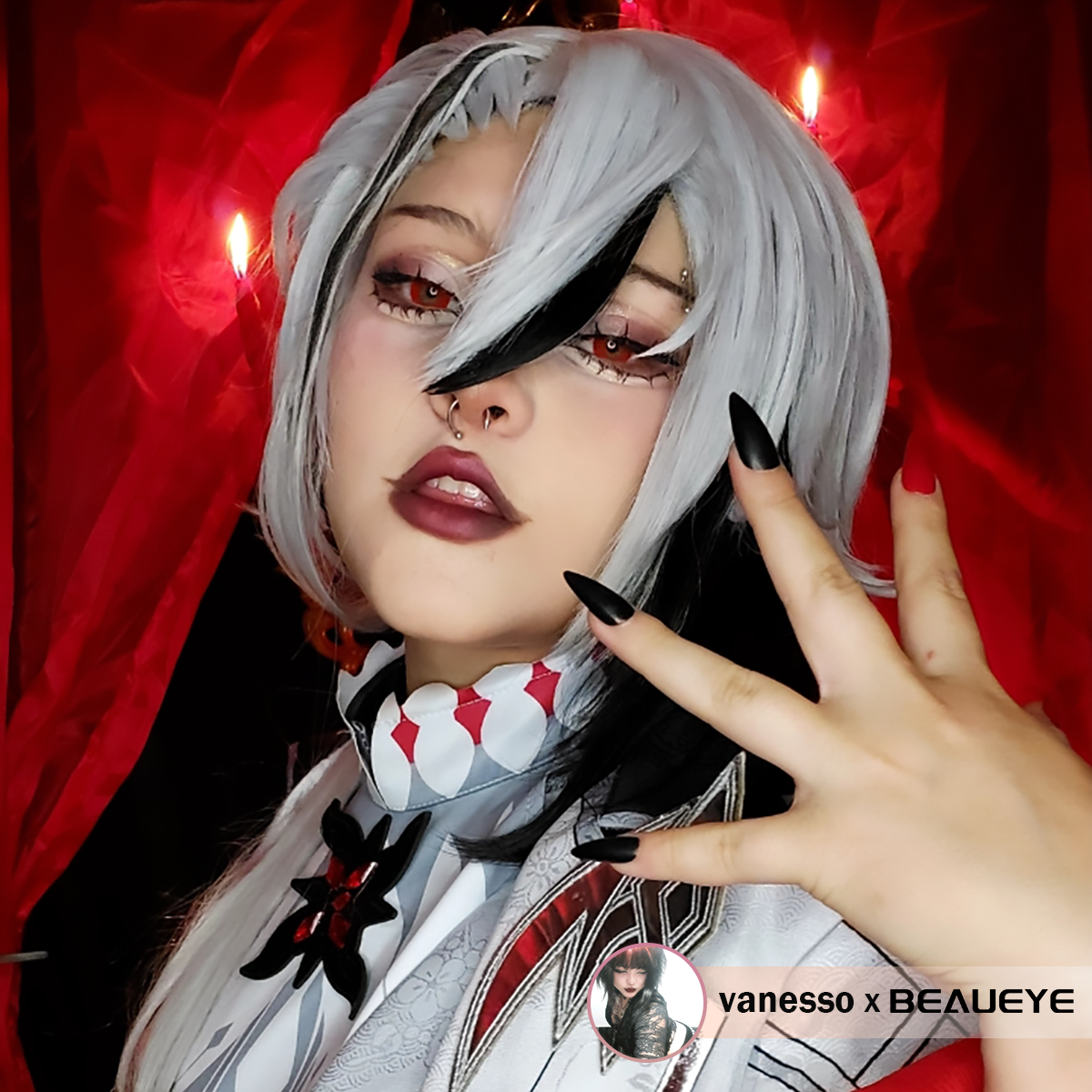 Lentes de contacto de color rojo de hada para cosplay 