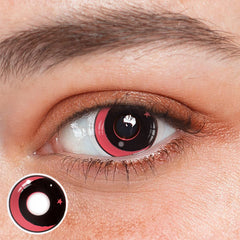 Lentes de contacto de color rojo con luna y estrella de Halloween