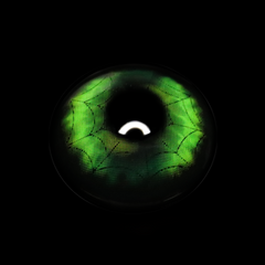 Lentes de contacto de color verde con diseño de telaraña para cosplay 