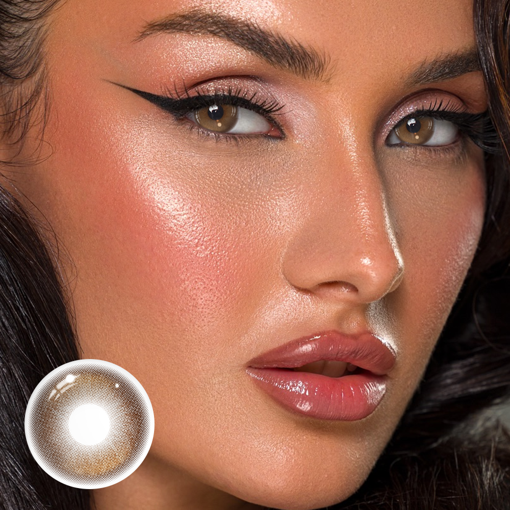 Lentes de contacto de color marrón tormentoso 