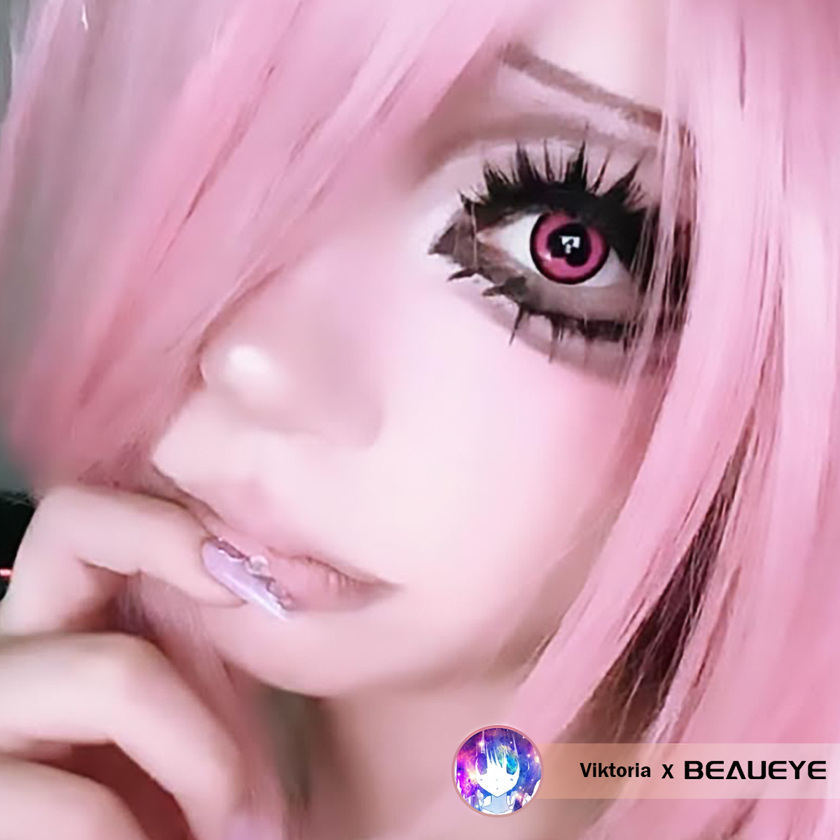 Lentes de contacto de color rosa Yandere de Anime de cielo estrellado de Halloween 
