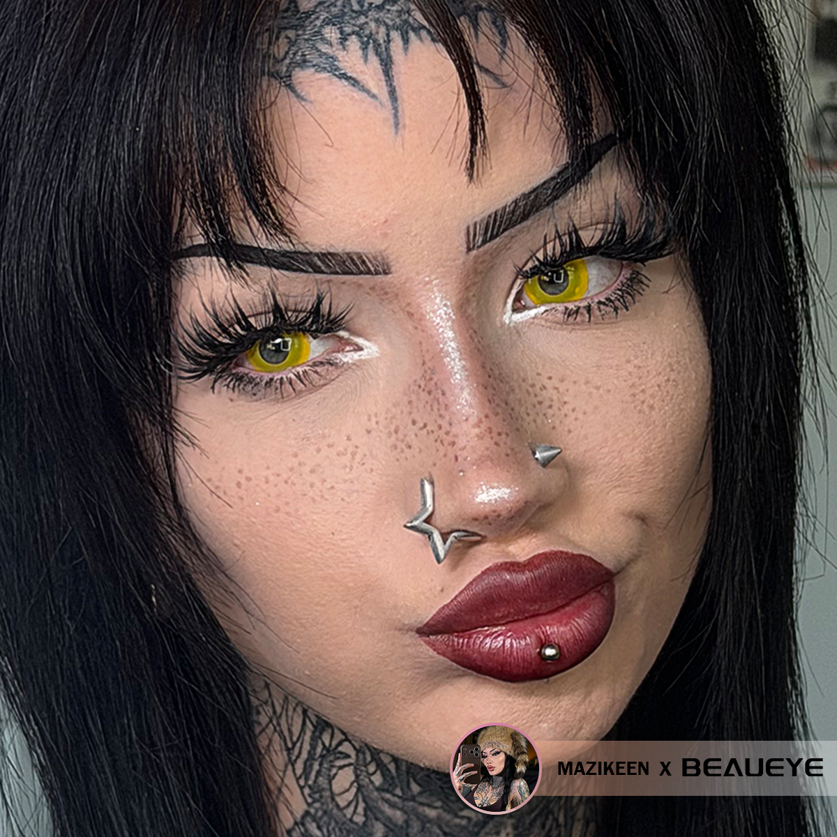 Lentes de contacto de color amarillento de Halloween 