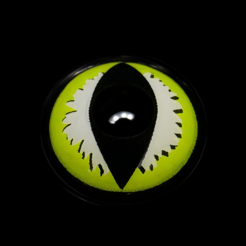 Lentes de contacto de color verde con pestañas de gato para cosplay 