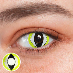 Lentes de contacto de color verde con pestañas de gato para cosplay 