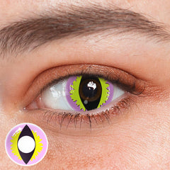 Lentes de contacto de color morado con pestañas de gato para cosplay 