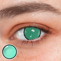 Lentes de contacto de malla verde para cosplay 
