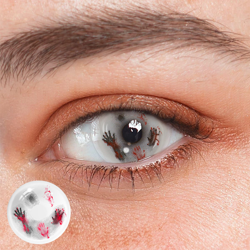 Lentes de contacto de color blanco Bloody Phantom para cosplay