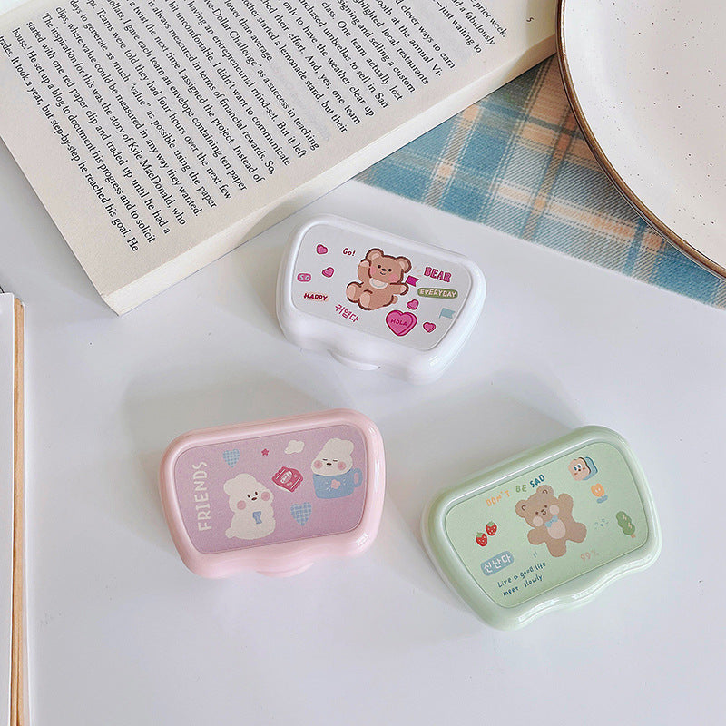Estuche para lentes de contacto de colores con forma de oso 
