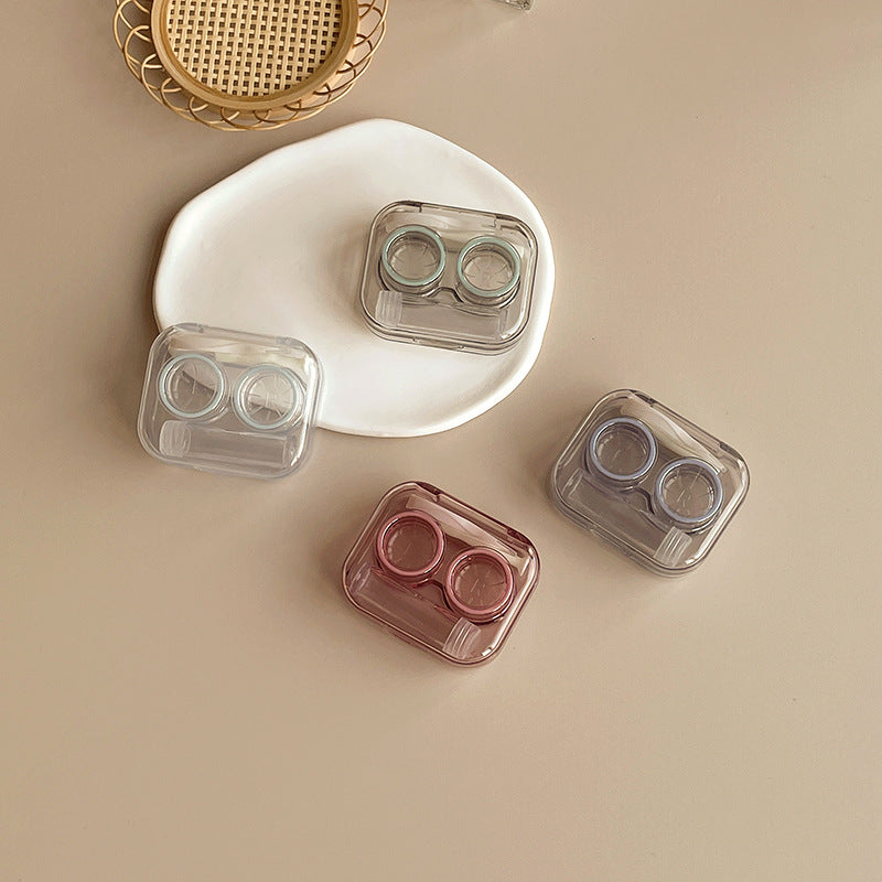 Estuche para lentes de contacto de colores con tapa sin rosca integrada en el frasco 