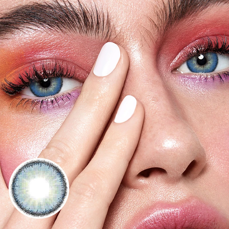 Lentes de contacto de color azul caramelo premium con prescripción médica 