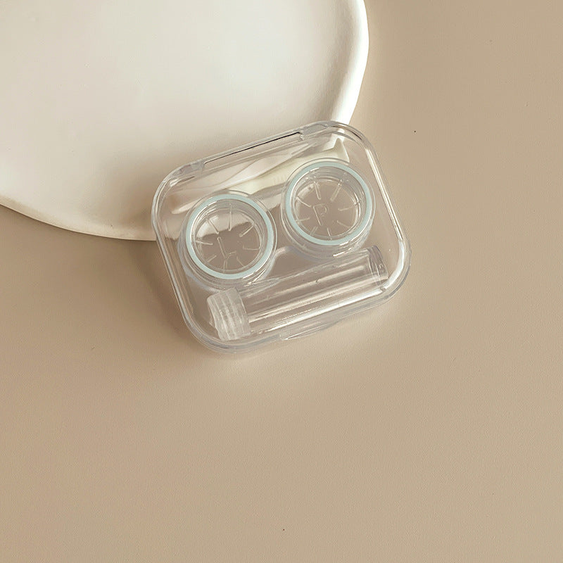 Estuche para lentes de contacto de colores con tapa sin rosca integrada en el frasco 
