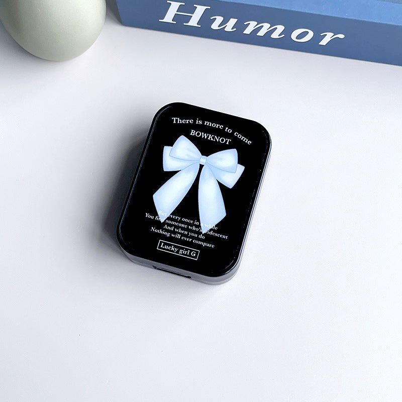 Estuche minimalista con lazo para lentes de contacto de colores 