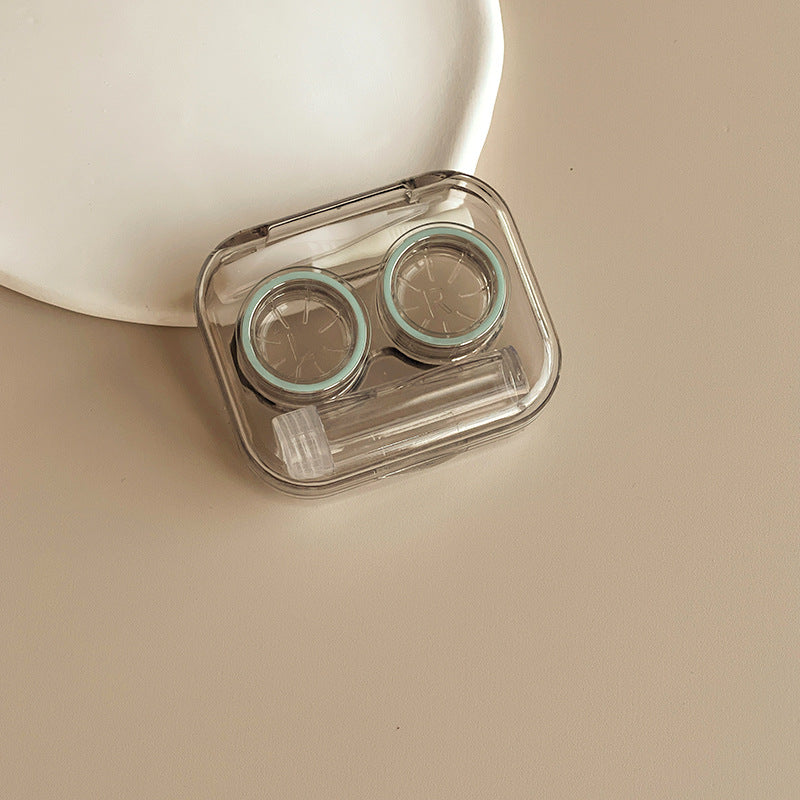 Estuche para lentes de contacto de colores con tapa sin rosca integrada en el frasco 
