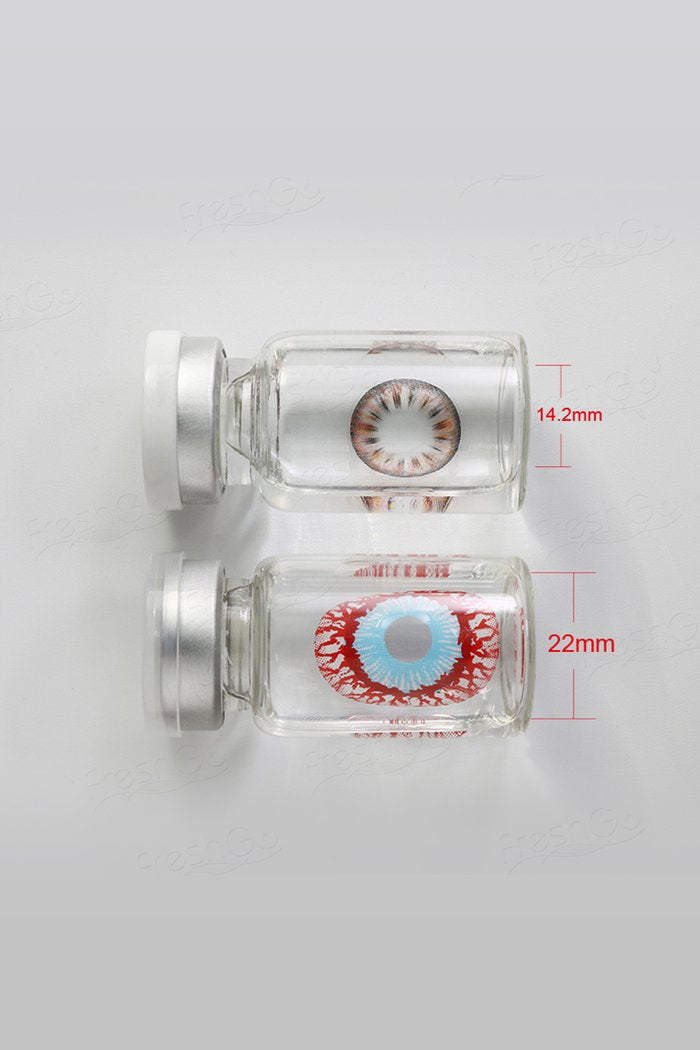 Lentes de contacto de Halloween de 22 mm con efecto zombi infectado e inyectados en sangre 