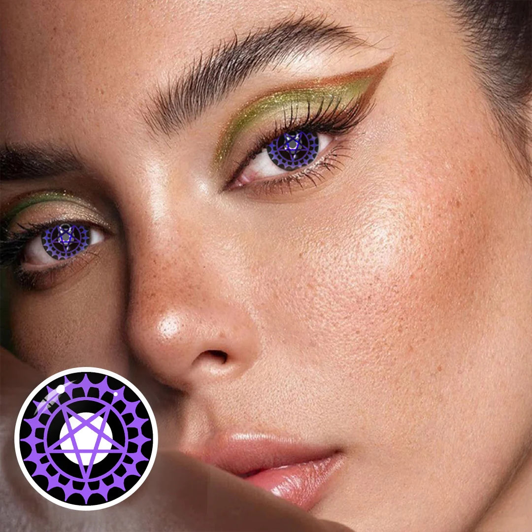 Lentes de contacto de color morado con prescripción de Cosplay