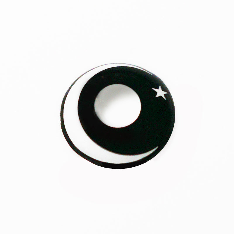Lentes de contacto blancas con forma de estrella de luna de Halloween