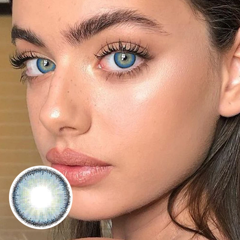 Lentes de contacto de color azul caramelo premium con prescripción médica 