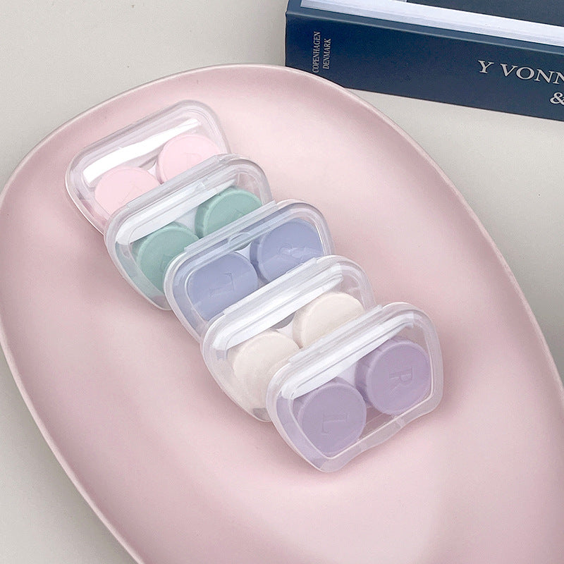 Estuche pequeño y portátil para lentes de contacto de colores 
