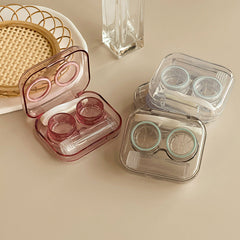 Estuche para lentes de contacto de colores con tapa sin rosca integrada en el frasco 