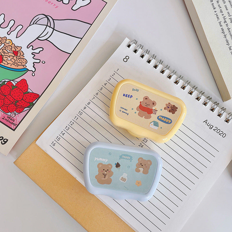 Estuche para lentes de contacto de colores con forma de oso 