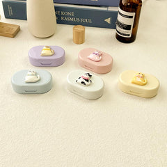 Estuche para lentes de contacto de colores con dibujos animados DIY 
