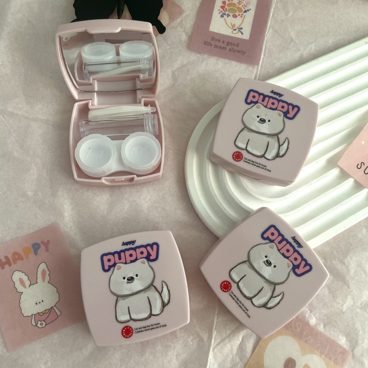 Estuche para lentes de contacto de colores, sencillo y bonito 
