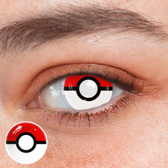 Lentes de contacto de color rojo intenso de Pokeball para cosplay 
