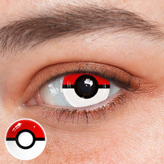Lentes de contacto de color rojo transparente de Pokeball para cosplay 