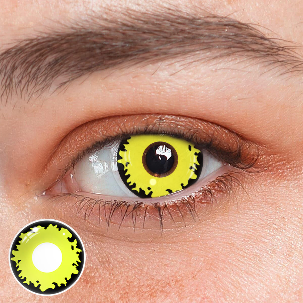 Lentes de contacto de color amarillo Demonlord Mammon para cosplay 