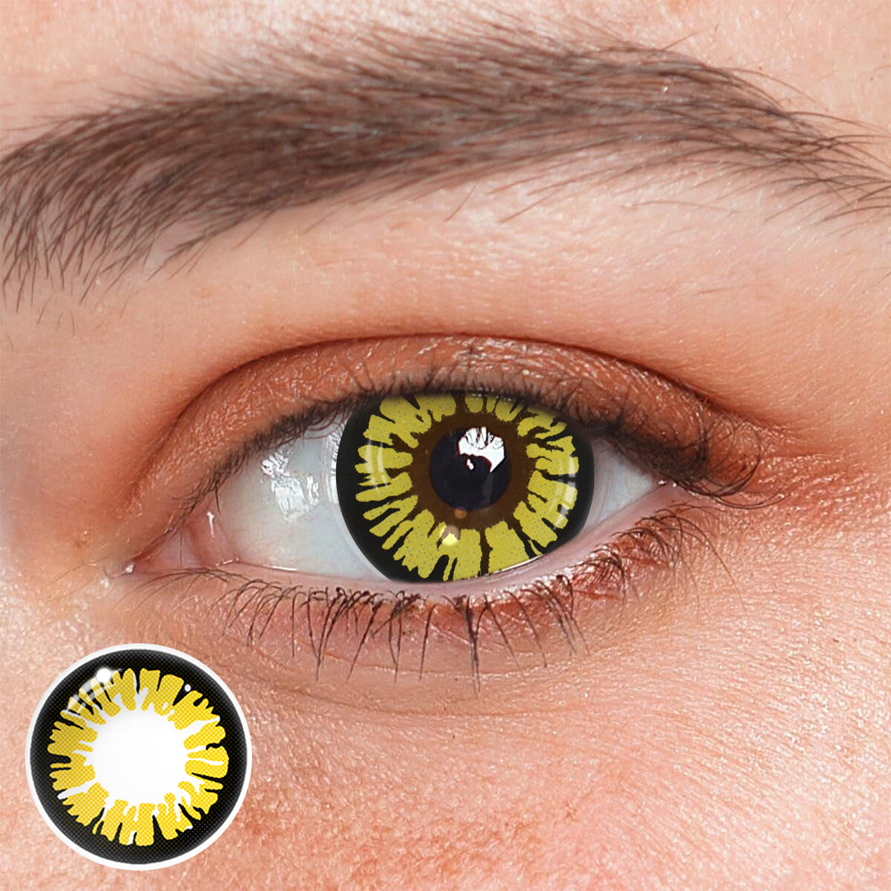 Lentes de contacto de color amarillo para cosplay cyberpunk 